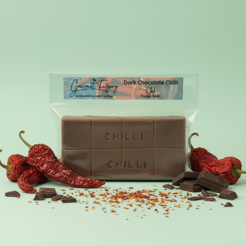 Dark Chocolate Chilli Fudge Slab – The Gourmet Fudgery